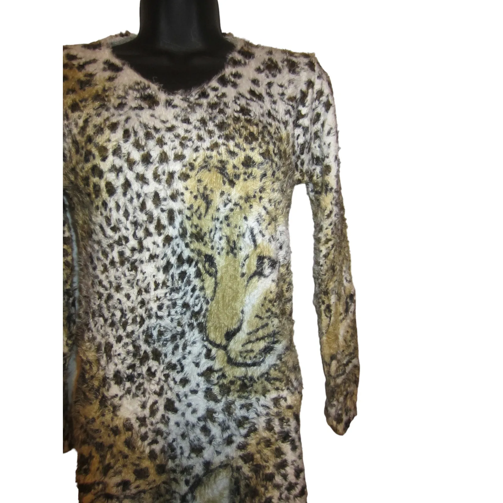 Y2K Animal Print Leopard Bodycon Dress Long Sleeve DENIMAXX S - Image 3
