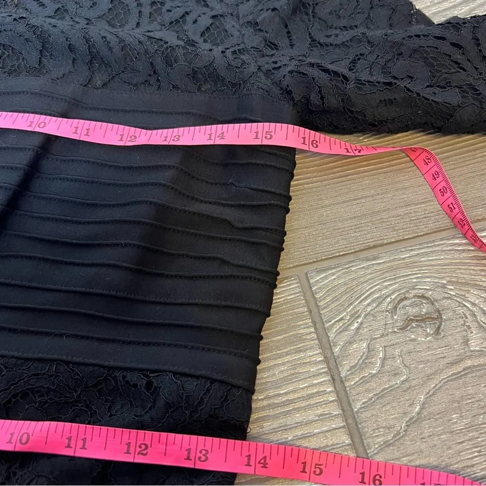 Tadashi Shoji lace jersey pintuck black mini dress sz S - Image 4