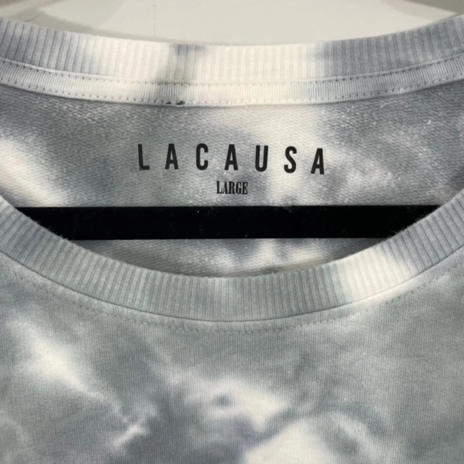 NWT Lacausa Anthropologie Gray Tie Dye Warrior‎ Crewneck Sweatshirt Size LARGE - Image 3