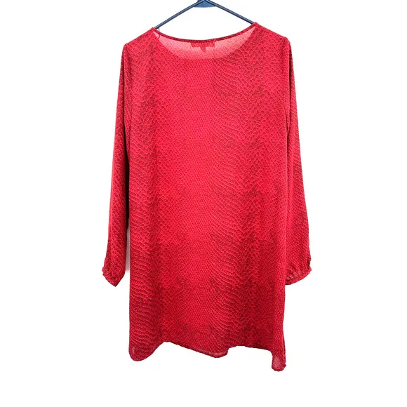 BB Dakota size Small red long‎ sleeve dress semi sheer minidress - Image 2