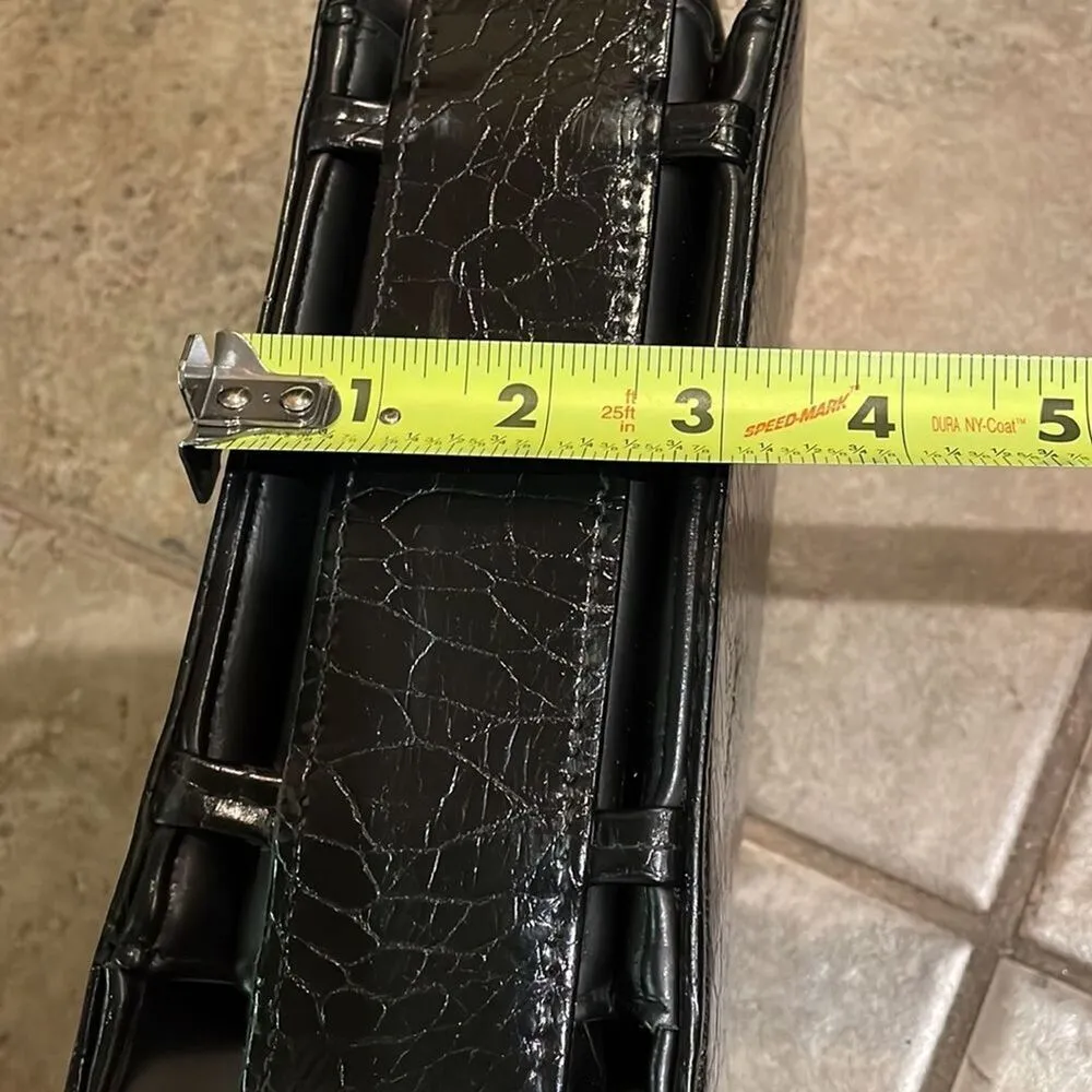 Meyers Vintage Faux Leather Croc Box Purse 8x5x3 Made in USA Black - Image 8