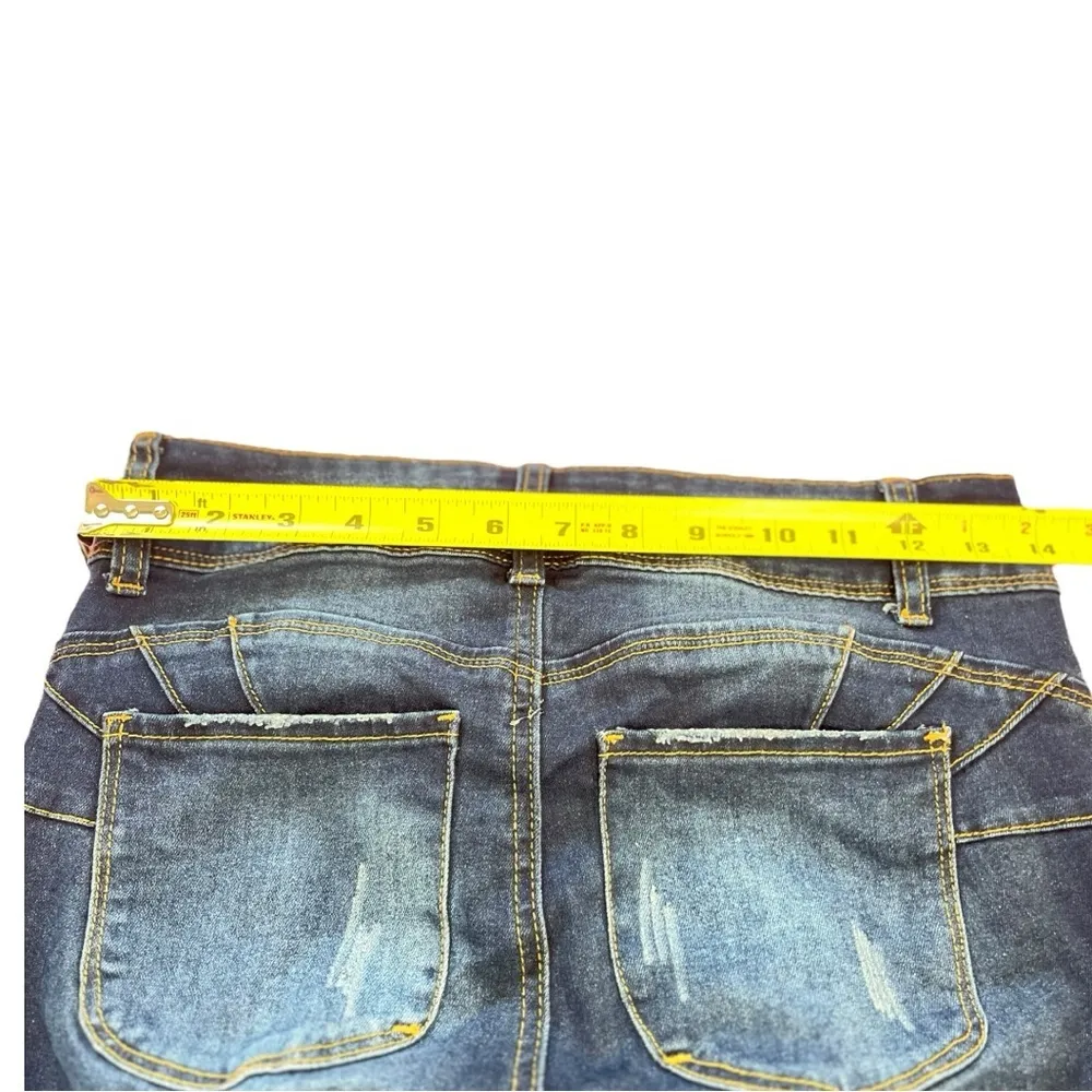 Hot Kiss Get The Lift Y2K Boyfriend Jeans Women’s Size‎ 7/8 Blue Distressed NWOT - Image 5