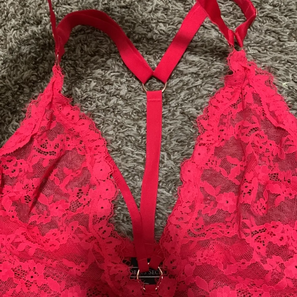 Victorias Secret Sexy Red lace Teddy thong mesh on butt size woman small - Image 3