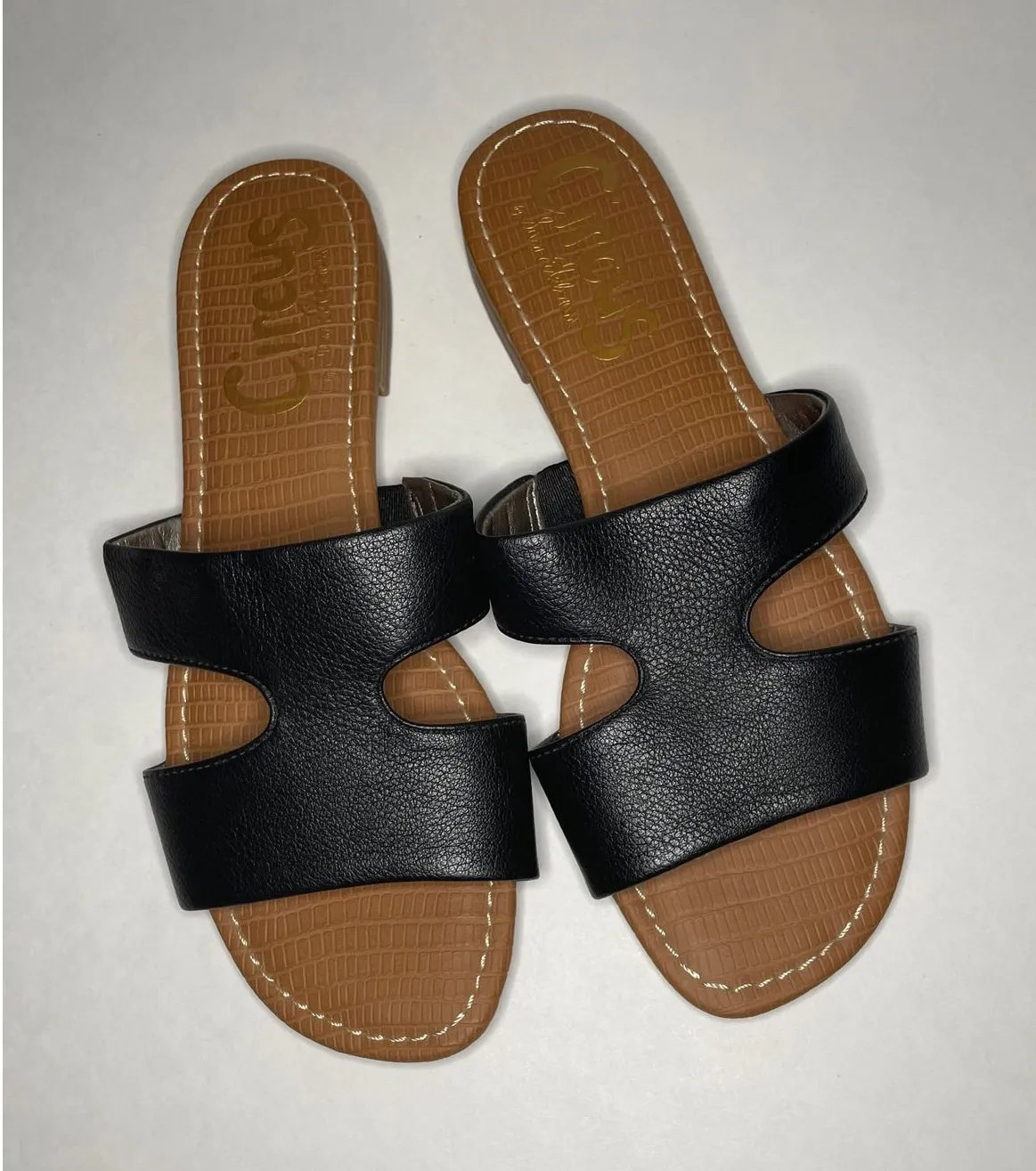 Circus by Sam Edelman Brynn Black Faux Leather Slide Sandals Women's Size 7M - Image 1