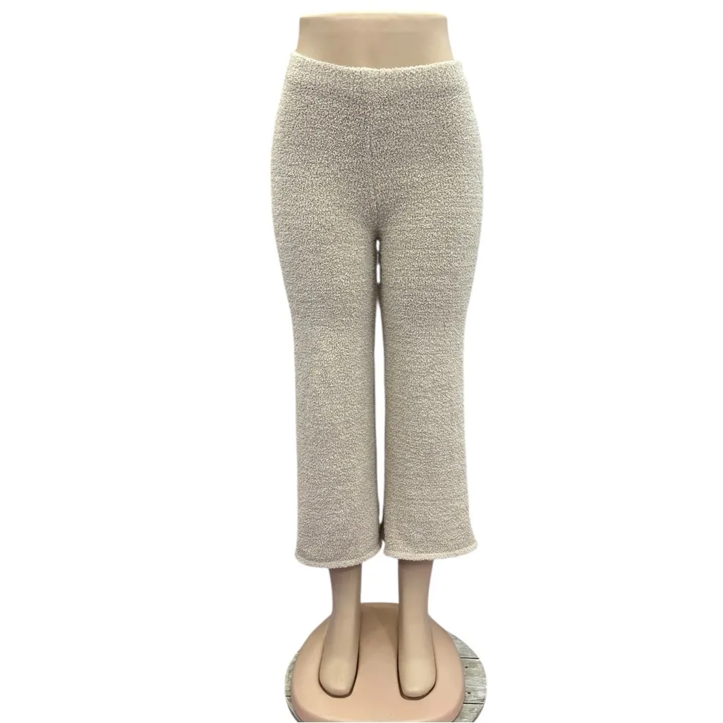 MorrisDay The Label Cream Cozy Knit Lounge Pants Soft Texture High Waist Pull On Tan - Image 3
