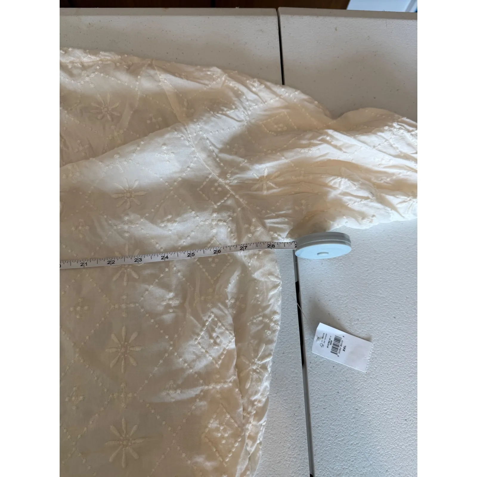 Old Navy Embroidered Tunic Top‎ XXL Cream Long Sleeve Boho Bohemian Blouse Top - Image 9