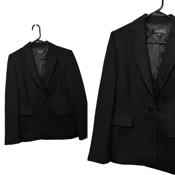 Kasper Black Business Woman Office Single Button Stylish Ladies Blazer SZ 14 - Image 2