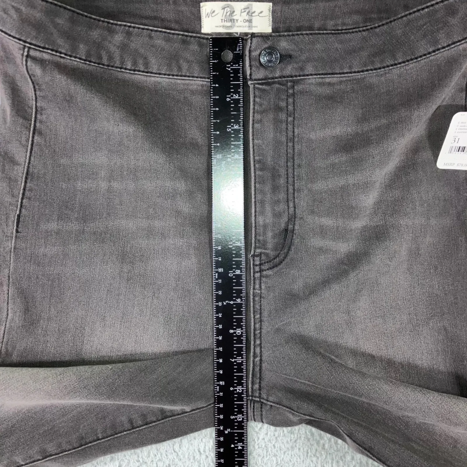 Free People We The Free Smoke Stack Bell Bottom Jeans Women 31 Gray High Rise - Image 4