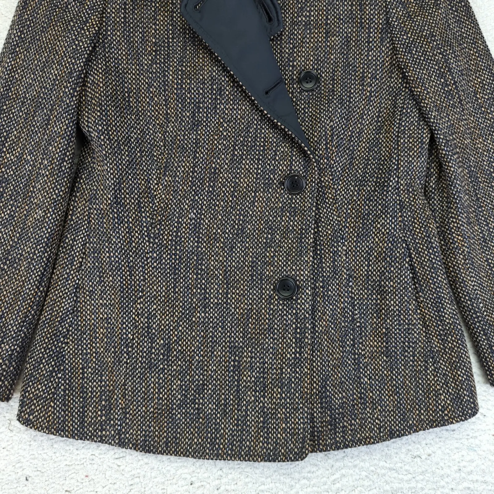 Armani Collezioni Tweed Wool Blend‎ Blazer Jacket Womens 6 Military Academia - Image 4