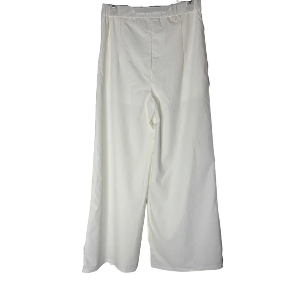 SHEIN High Rise White Wide Leg Pants with Build in Shorts - Image 4