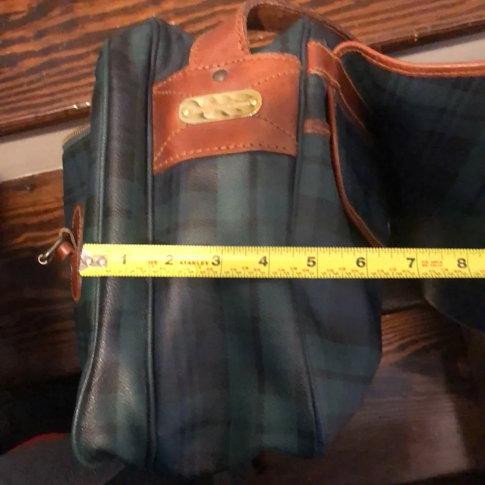 RALPH LAUREN Black Watch Plaid Crossbody Computer Messenger Tote Bag Vintage - Image 8