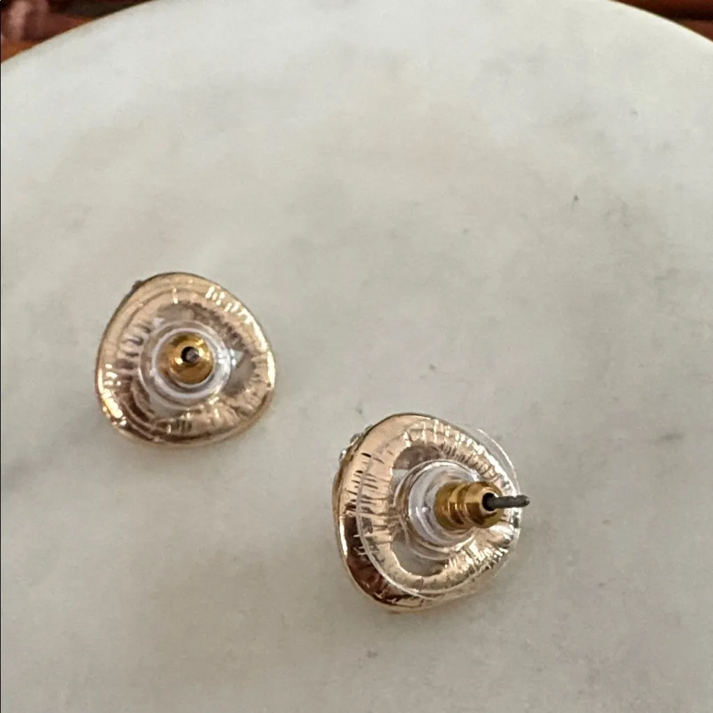 Elegant Gold Faux Pearl Stud Earrings Silver - Image 3