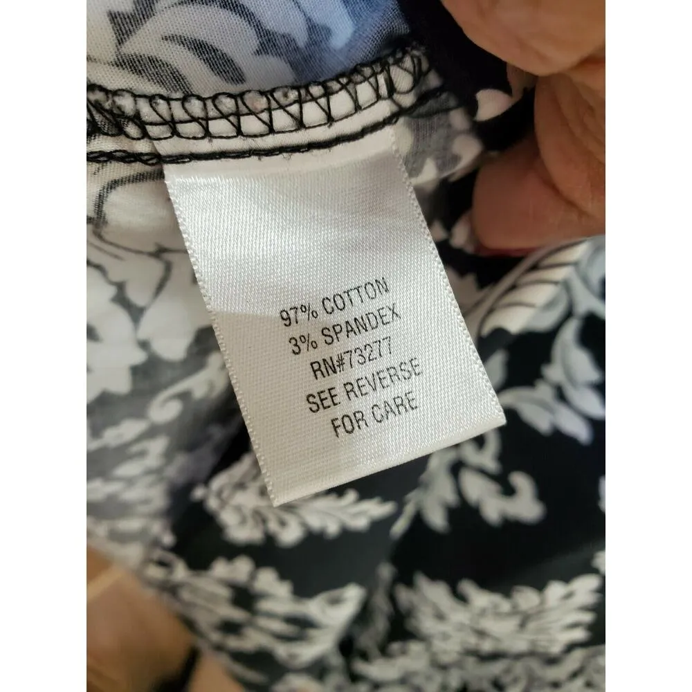 Croft & Barrow Women's Black/White Cotton V-Neck Sleeveless Knee Length Dress 8P - Image 10