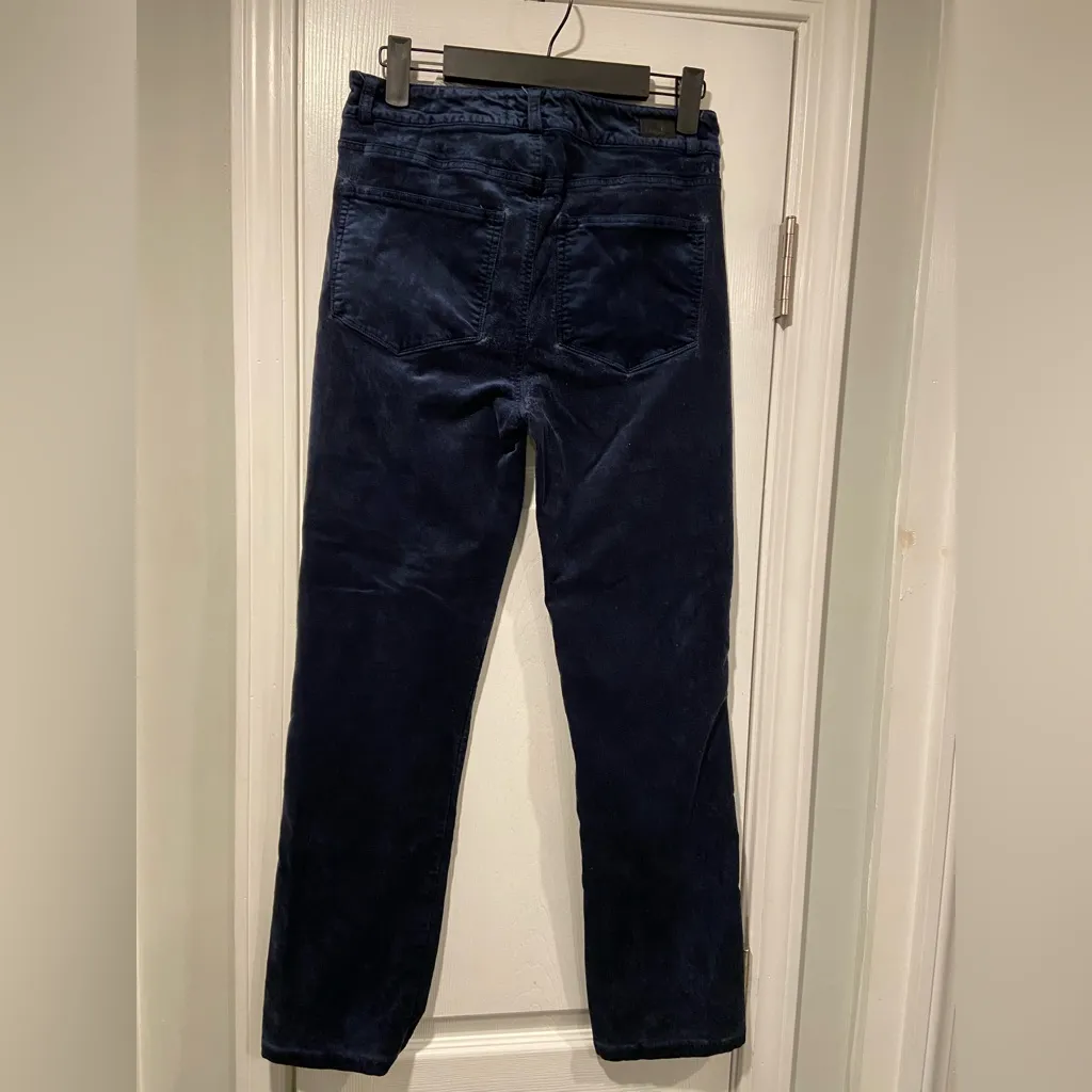 Paige Size 26 Navy Blue Velvet Pants Stretch Slim Fit Straight Leg Cotton Blend - Image 6