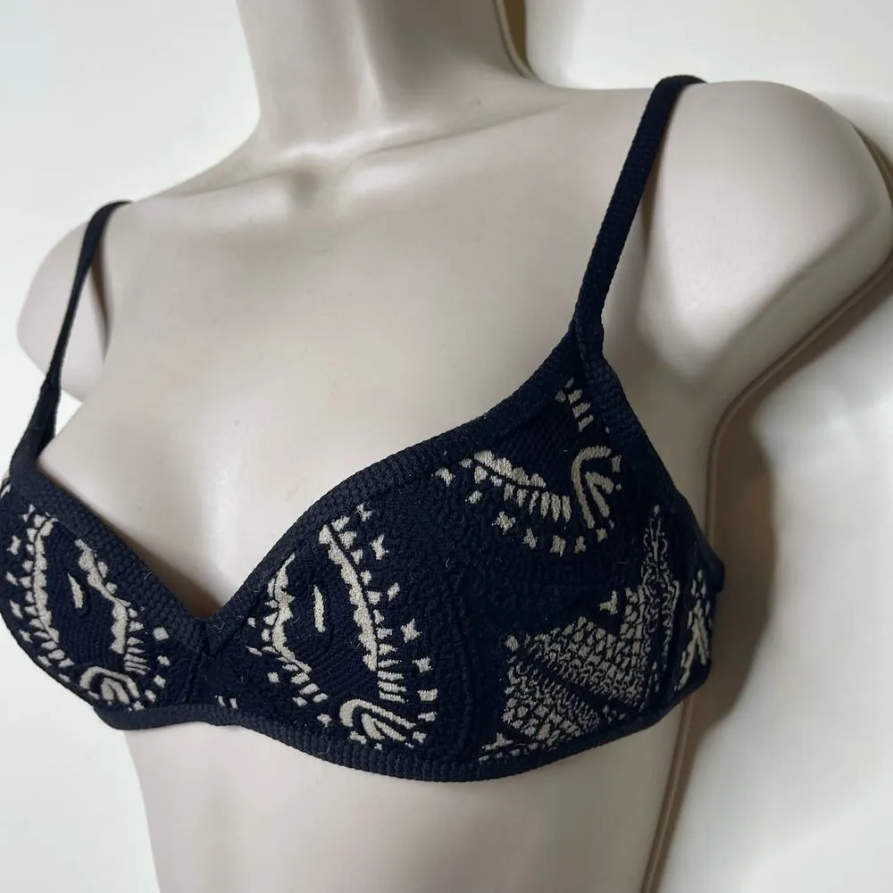 DEVON WINDSOR Zara Bikini Top in Black Paisley sz XS - Image 3