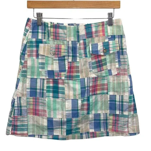 Cape Madras Cotton Plaid Patchwork Skort Preppy Golf NWT‎ Size 2 Blue - Image 4
