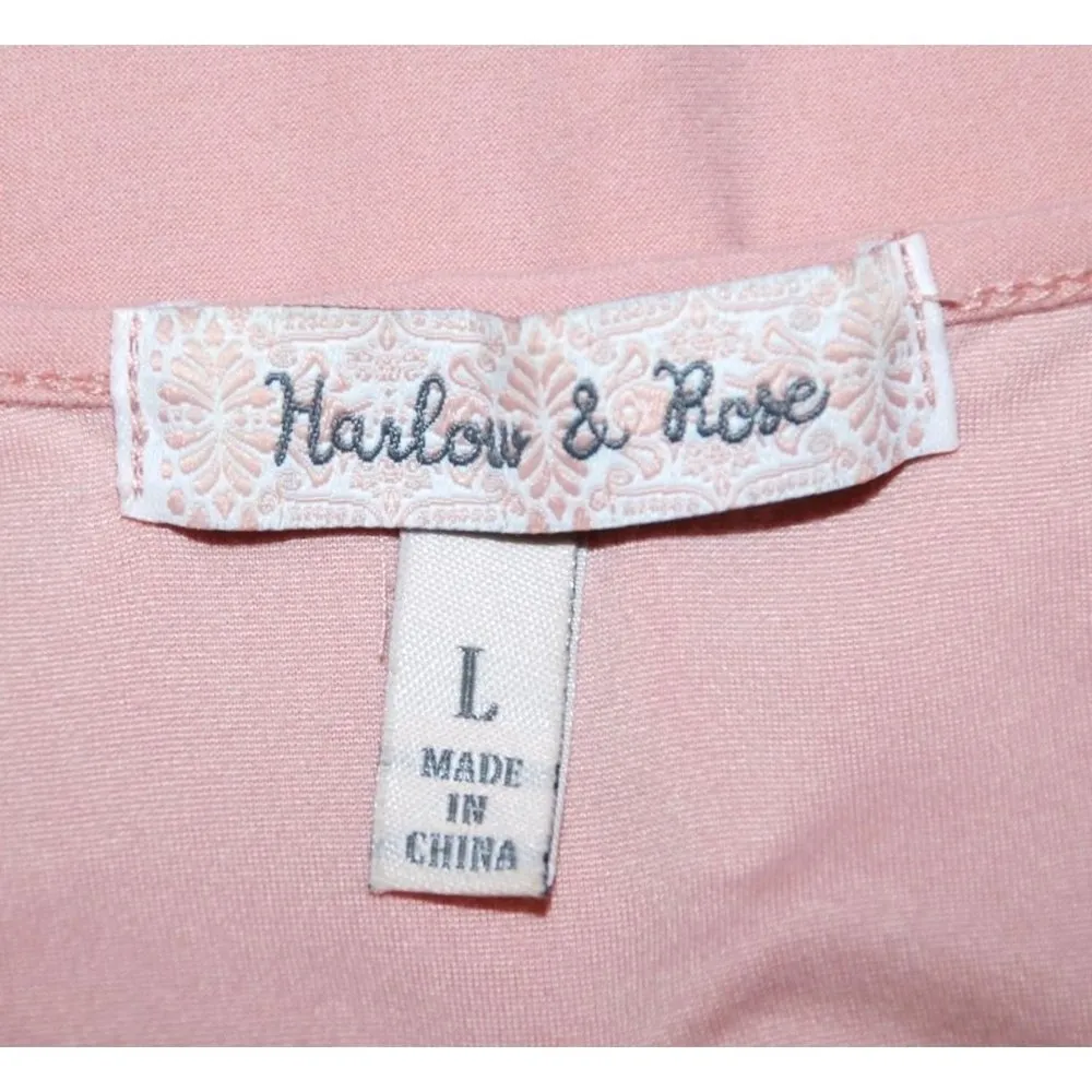 Harlow & Rose Ladies Pink Blouse Top Size L Short Sleeve Stretch Tiered Boho Size L - Image 8