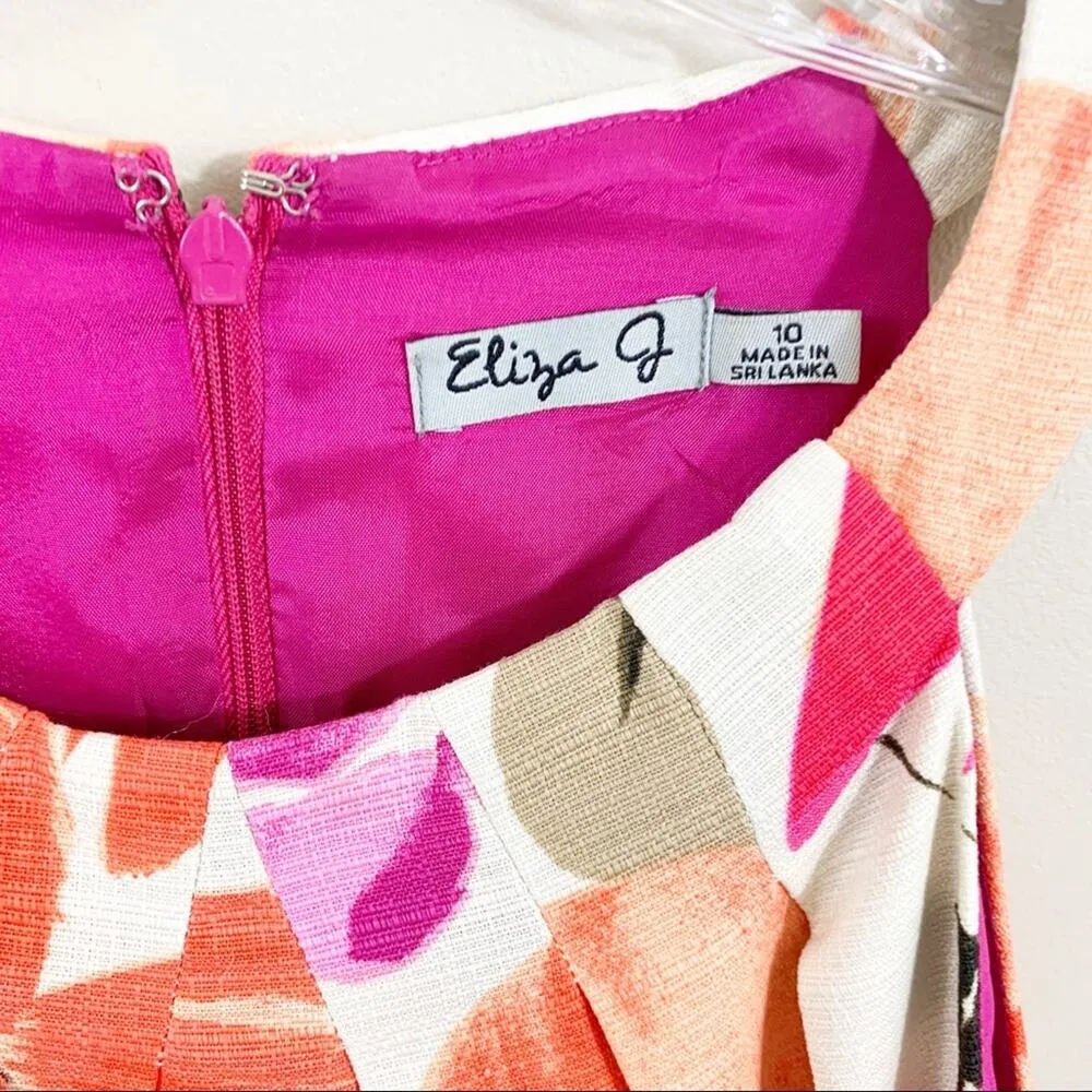 Eliza J Floral Orange Sleeveless Fit & Flare Dress - Image 2