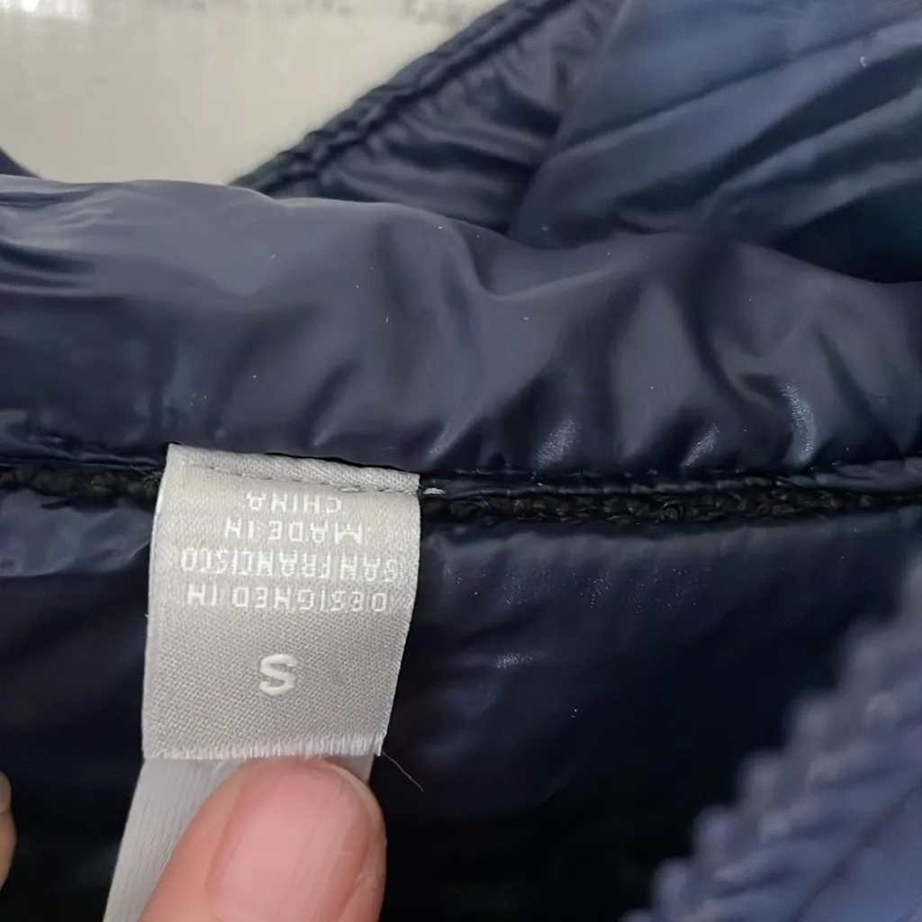 ATHLETA Responsible Down Feather Sweater Jacket in Navy Blue Small - Image 3