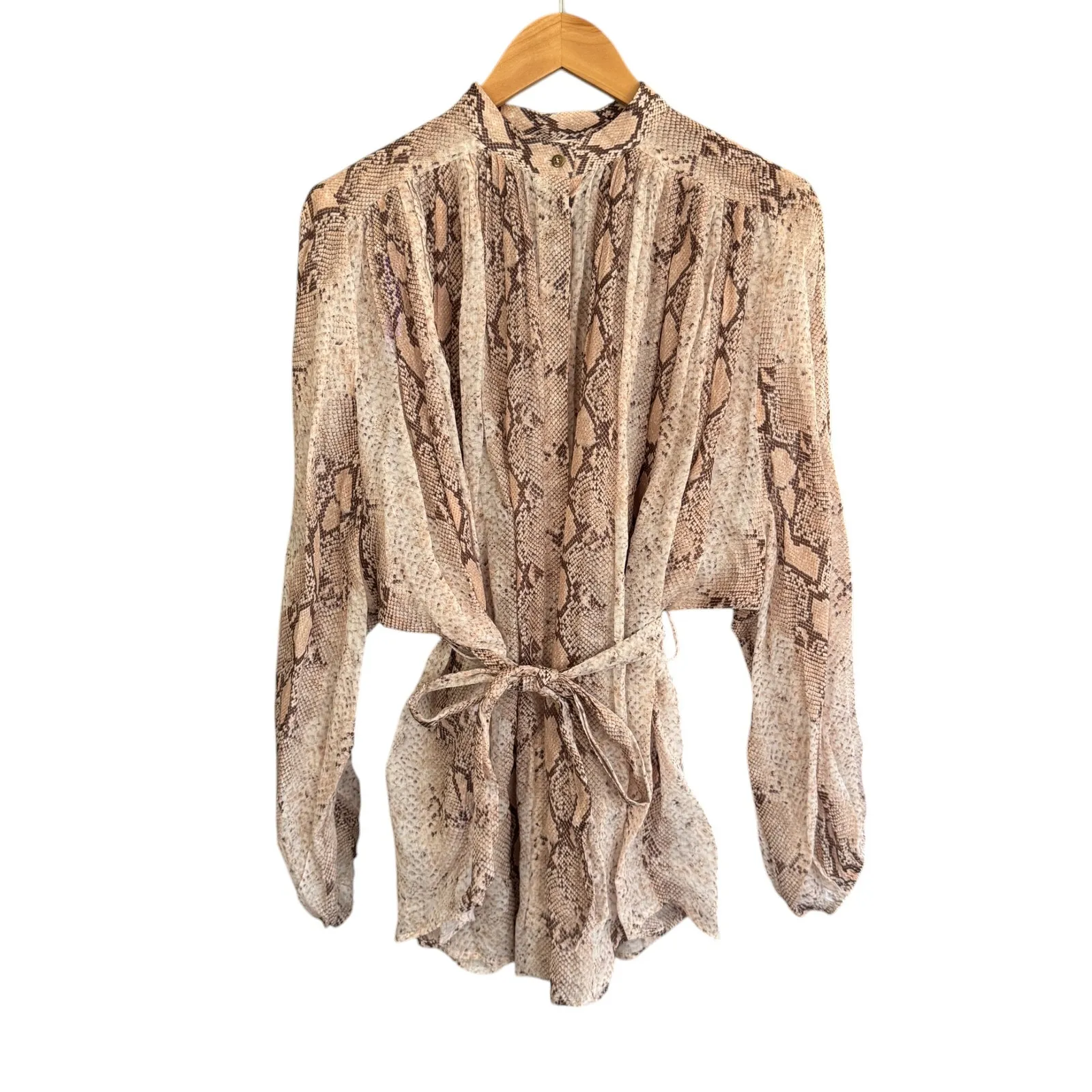 Zimmermann Bellitude Ramie‎ Batwing Sleeve Blouse Snake-Print - Image 5