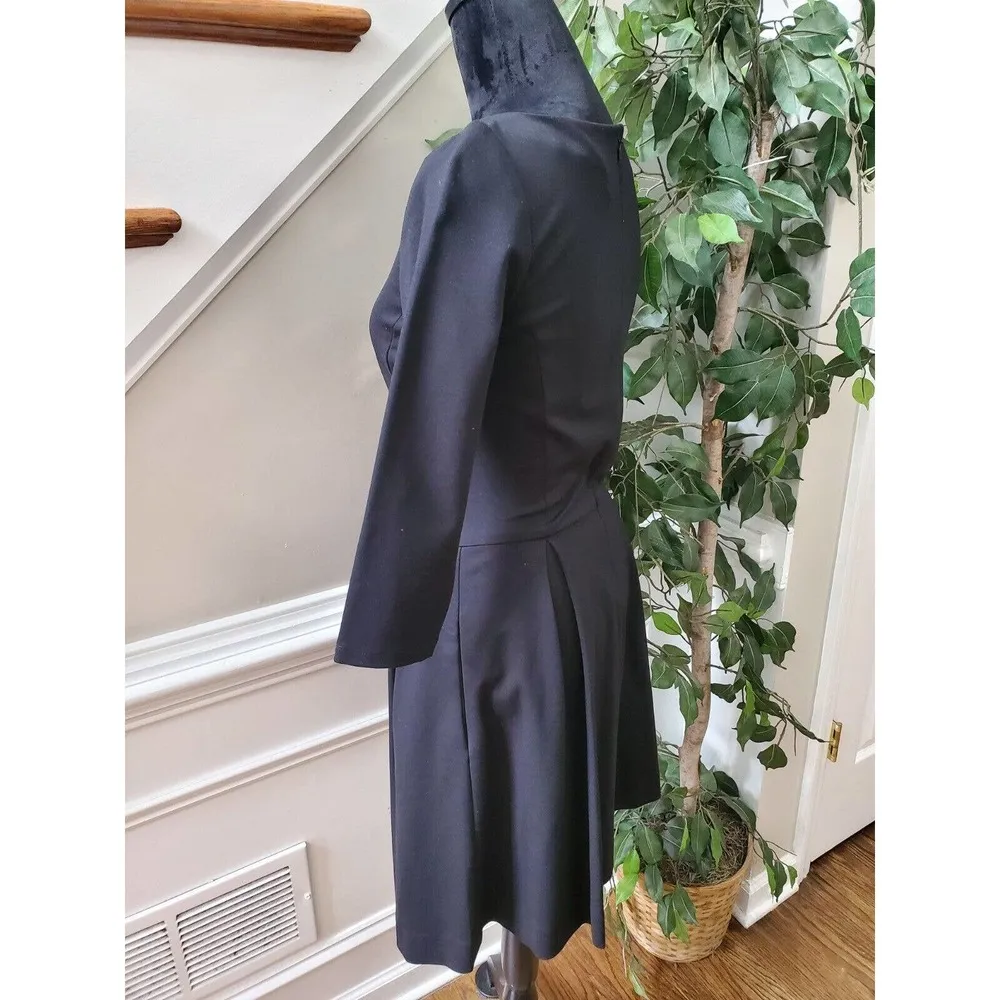 Banana Republic Women's Black Viscose Round Neck Long Sleeve Knee Length Dress 4 - Image 6