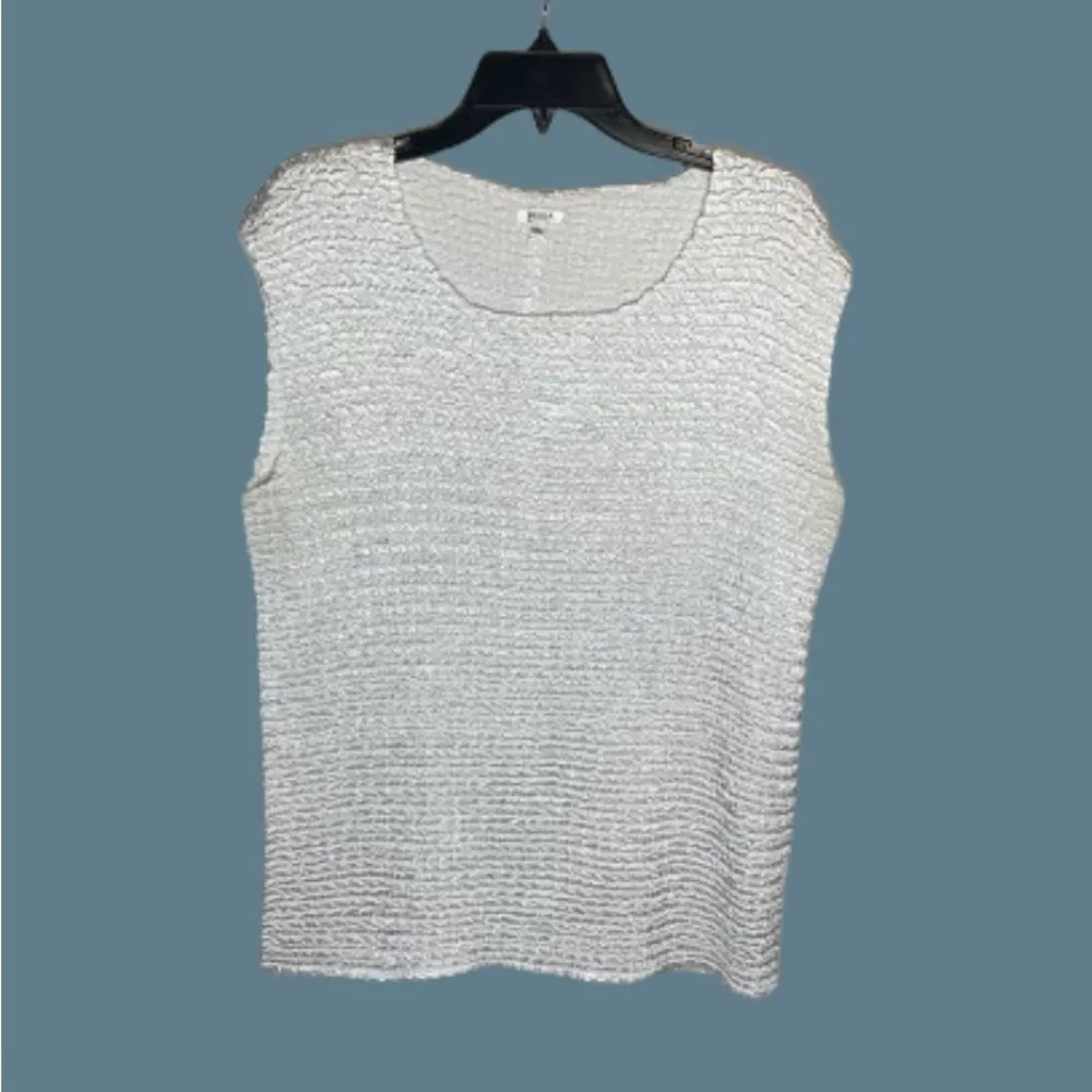 Y2K popcorn STRETCHY textured fabric top 2x White - Image 2