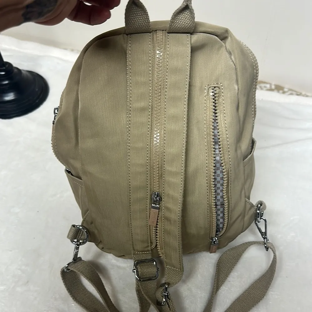 Tan Minimalist Canvas Backpack with Adjustable Straps - Image 3