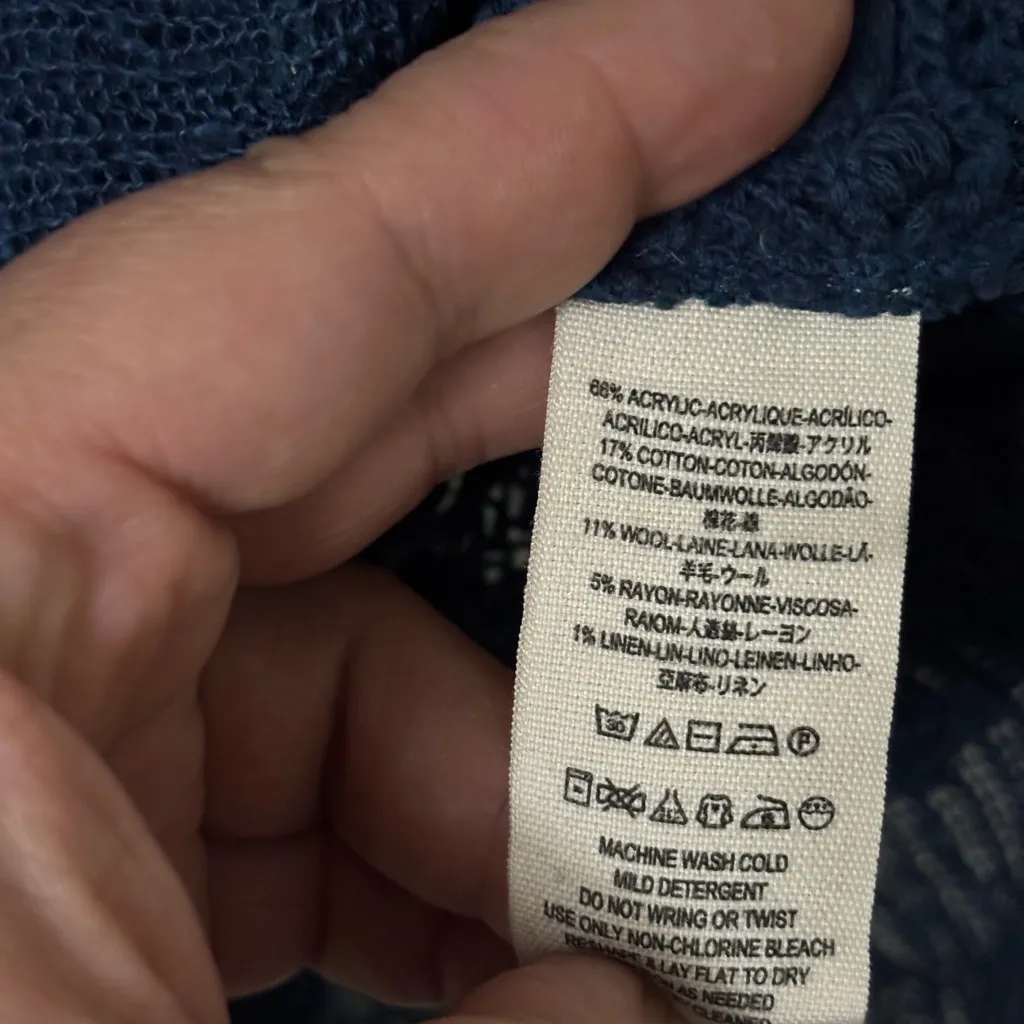 Free People Navy Long Sleeve Lace Top - Image 9