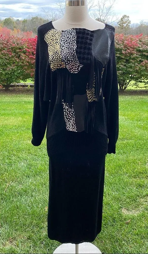 Shanna Vintage Black Knit Skirt & Sweater Set - Image 5
