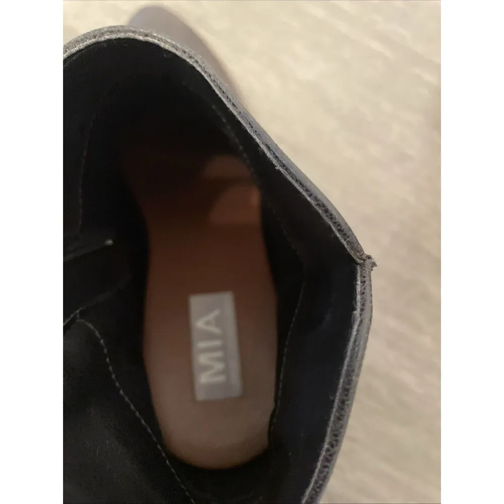 MIA Boots Womens 9.5 Casual Side Zip Ankle Bootie Black Brushed Faux Leather - Image 10