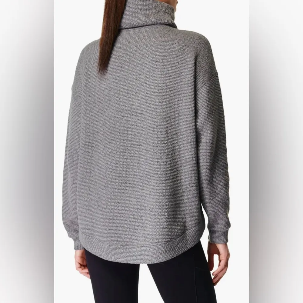 Sweaty Betty estful Bouclé Half Zip Pullover size small charcoal marl - Image 6