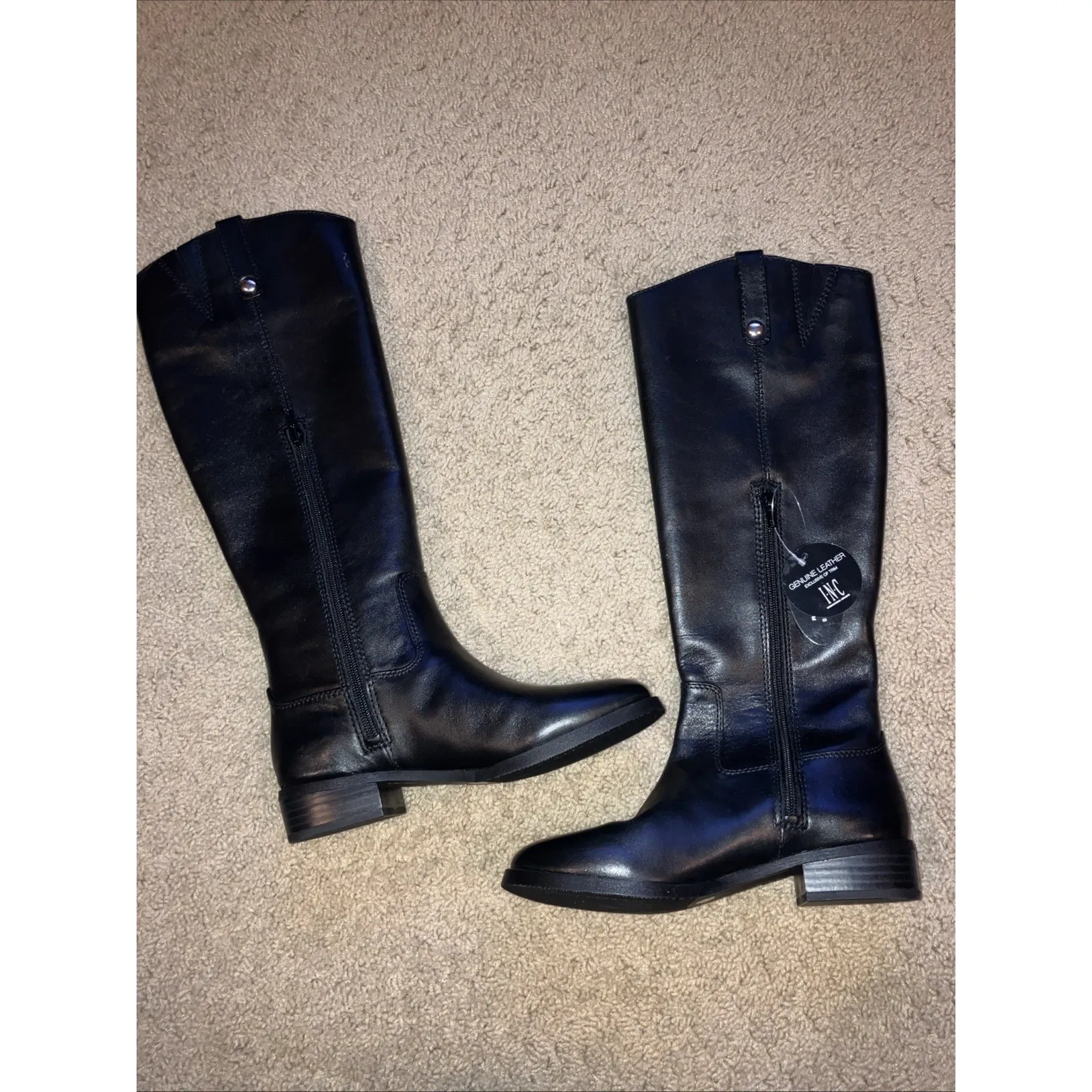 INC International Concepts "Fawne" Leather Knee High Boots, size 6M Black - Image 2
