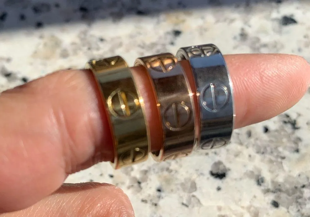 stainless steel three tone rings size 6 - Image 2