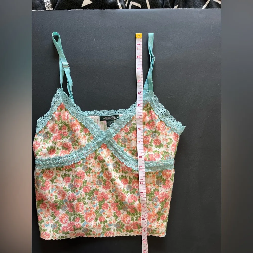 Vintage Lace Trim Floral Ribbed Tank Top Women’s Sz XS EUC Wild Fable - Image 8