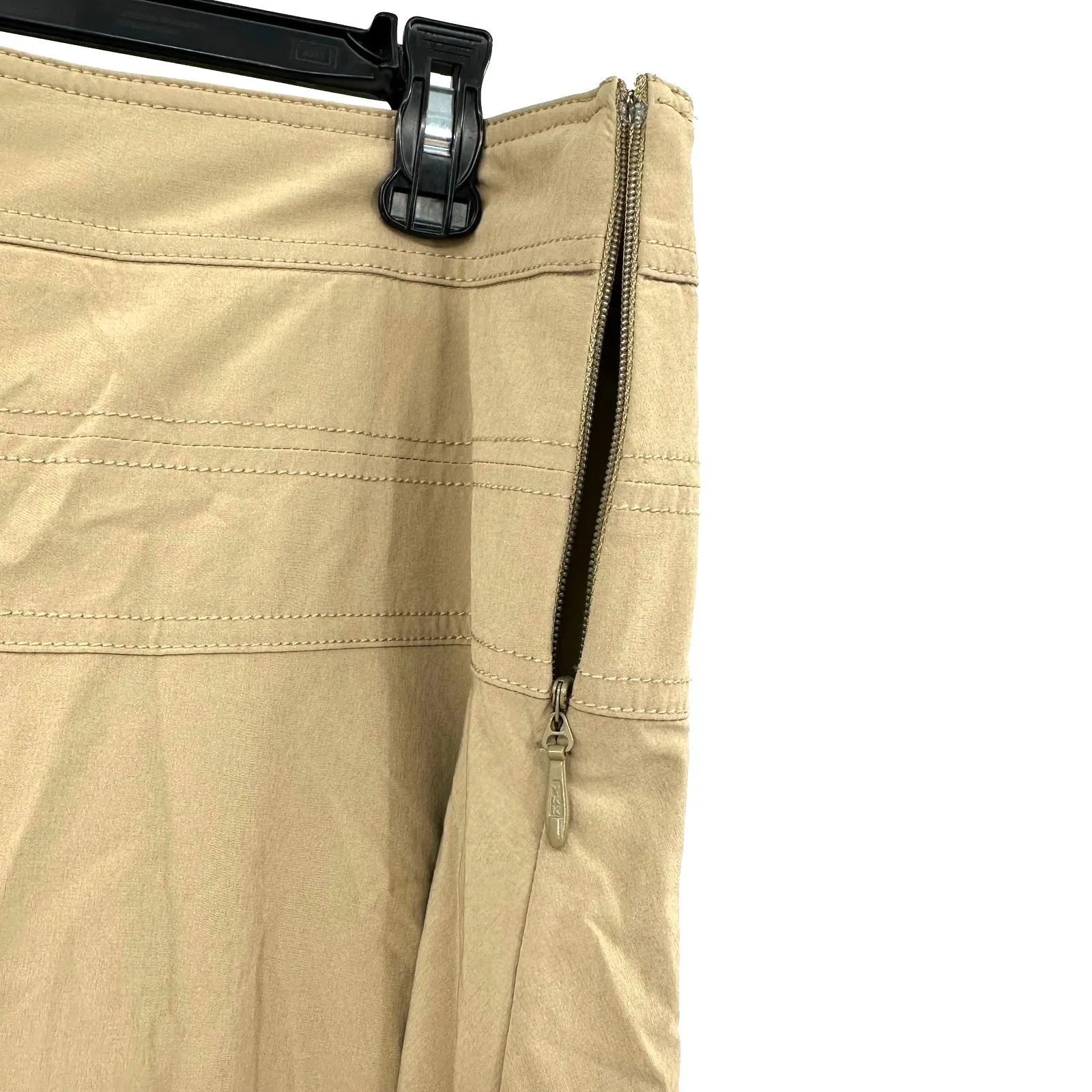 Athleta Size 12 Khaki Skort A Line Side Zip Drawstring Skirt Built in Shorts - Image 5