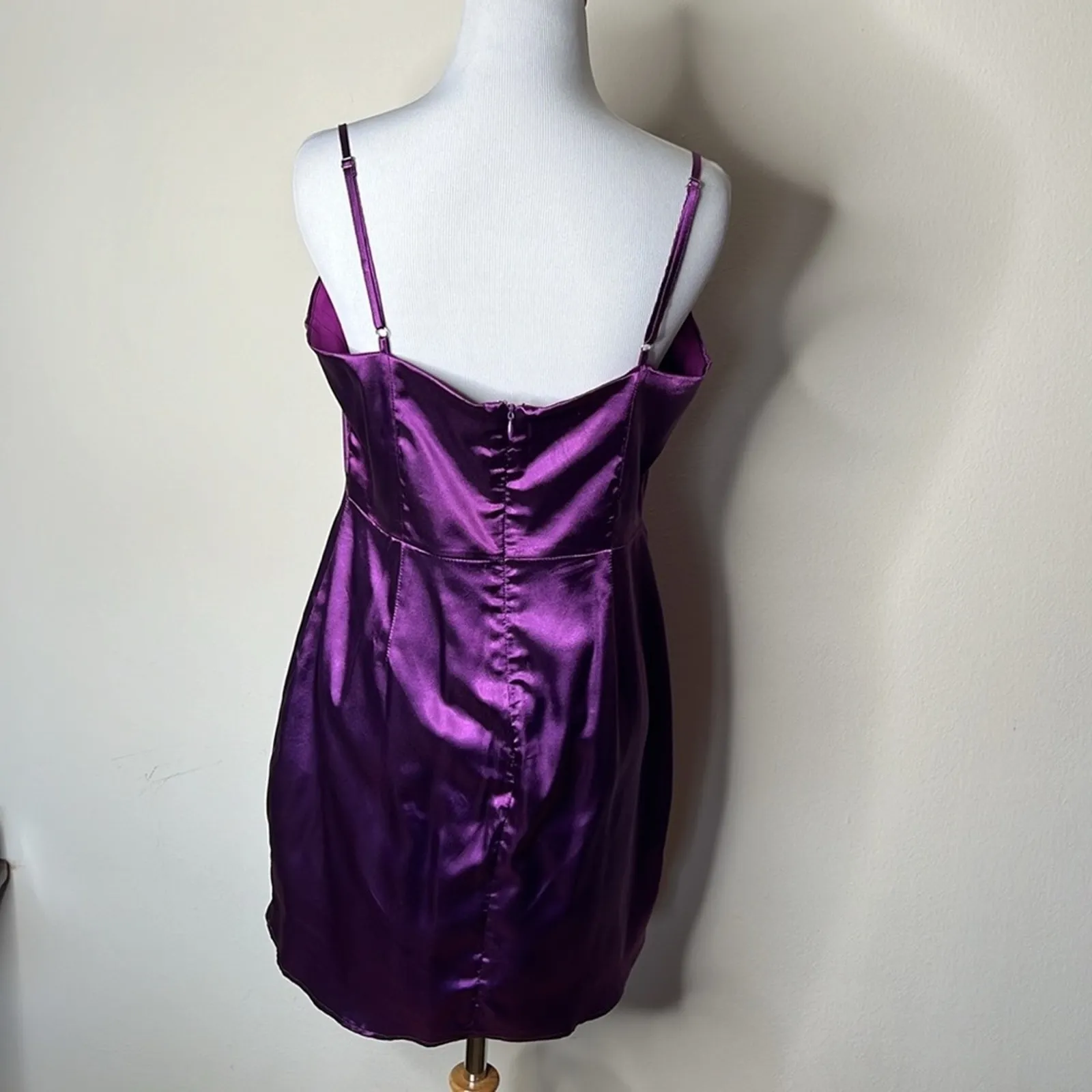 Lulus Emalee Dark Purple Satin Mini Dress - Image 8