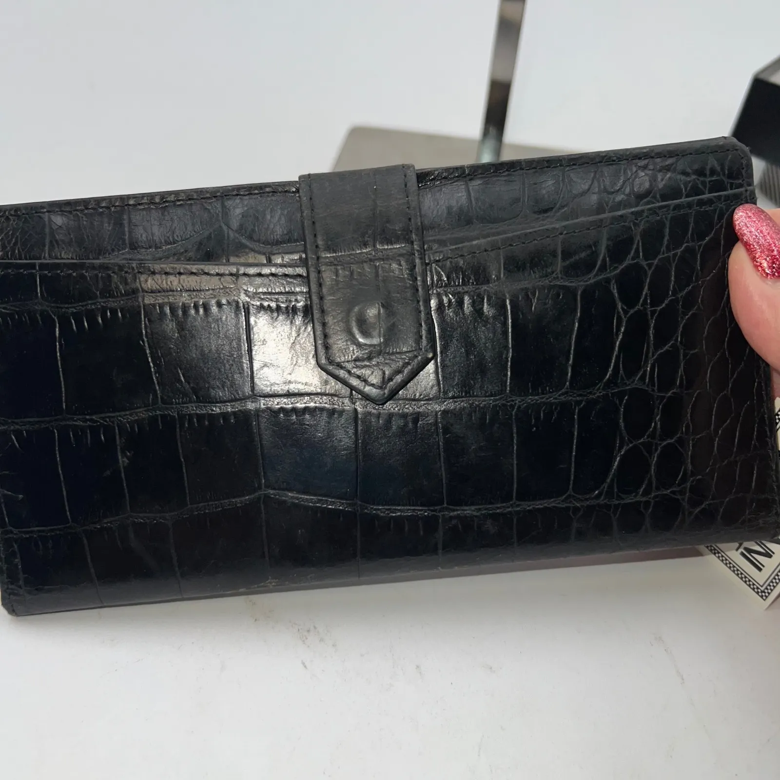 Gianni Versace Vintage Black Croc Embossed Leather Wallet with Box - Image 5