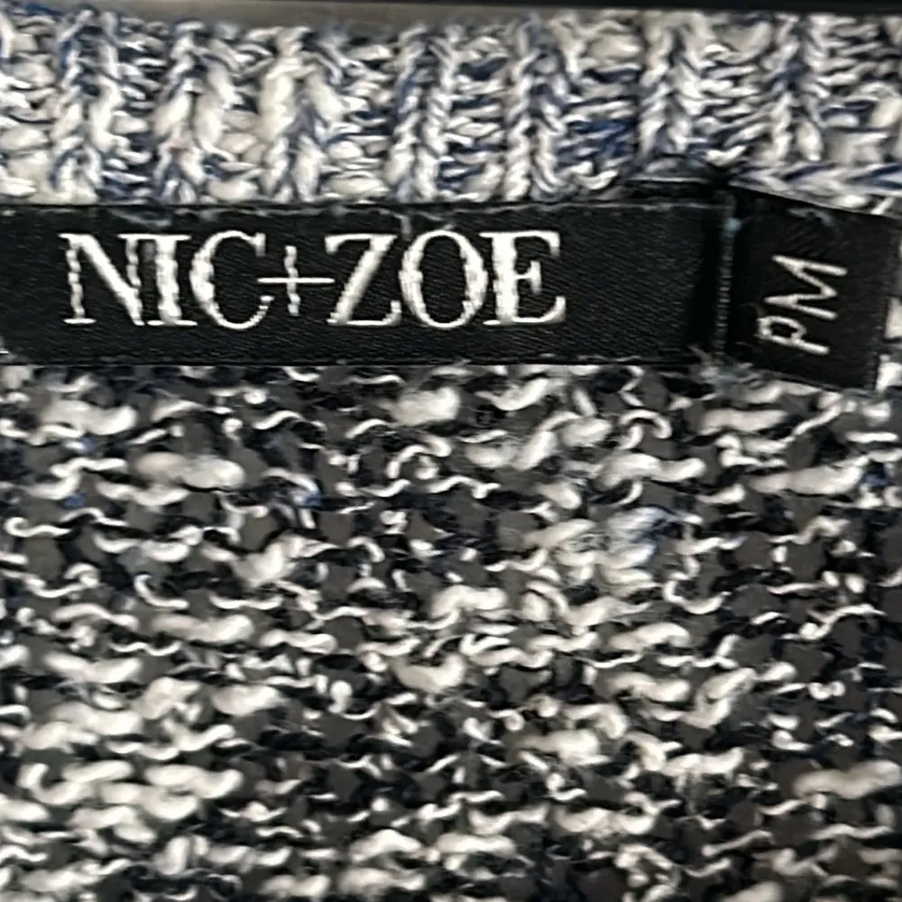 Nic + Zoe Asymmetrical Striped Long Sleeve Marled Multi-Knit Sweater - Image 9