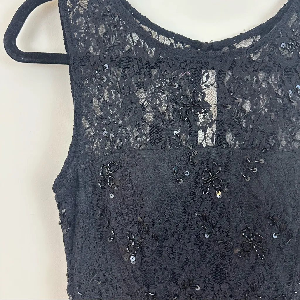 Adrianna Papell | Black Lace Beaded Sleeveless Dress Size 4 Women's NWT - Image 3