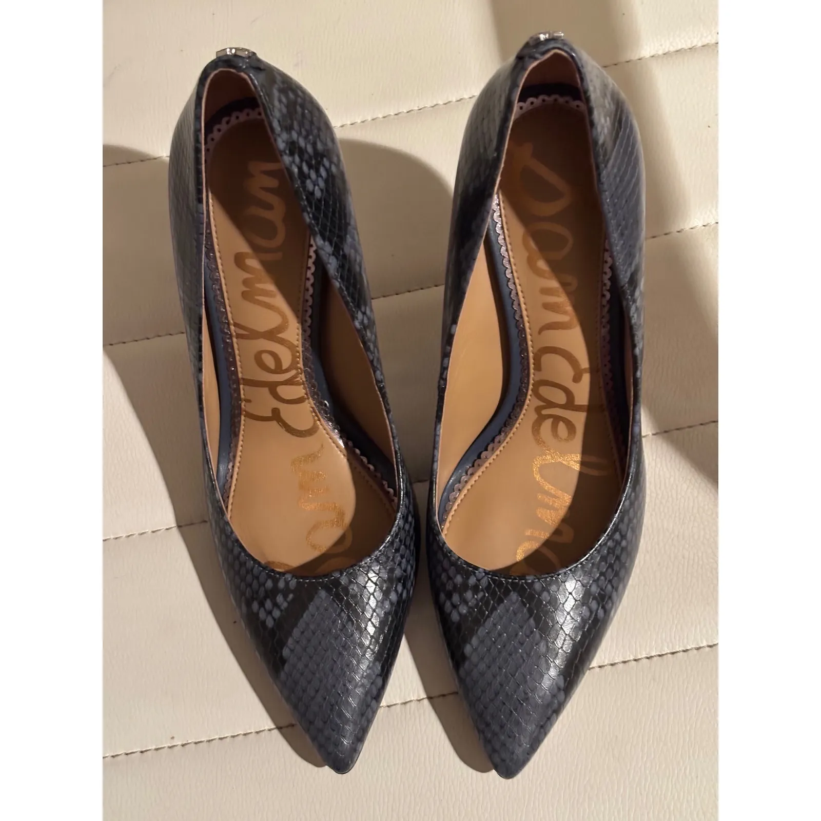 Sam Edelman Snakeskin Print Stiletto Heels Classic Pointed Toe Pumps Women - Image 2