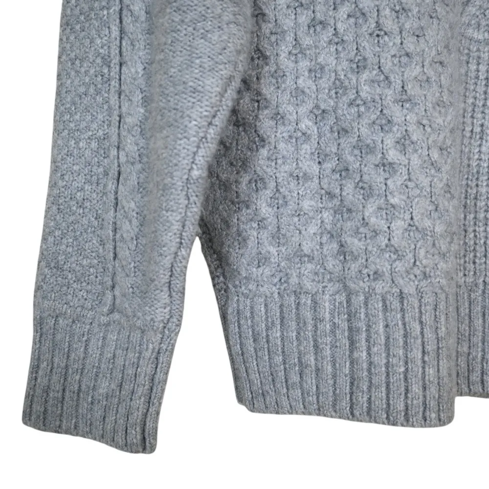 American Eagle Womens S Oversized Gray Mock Neck Cable Knit Sweater - Image 7