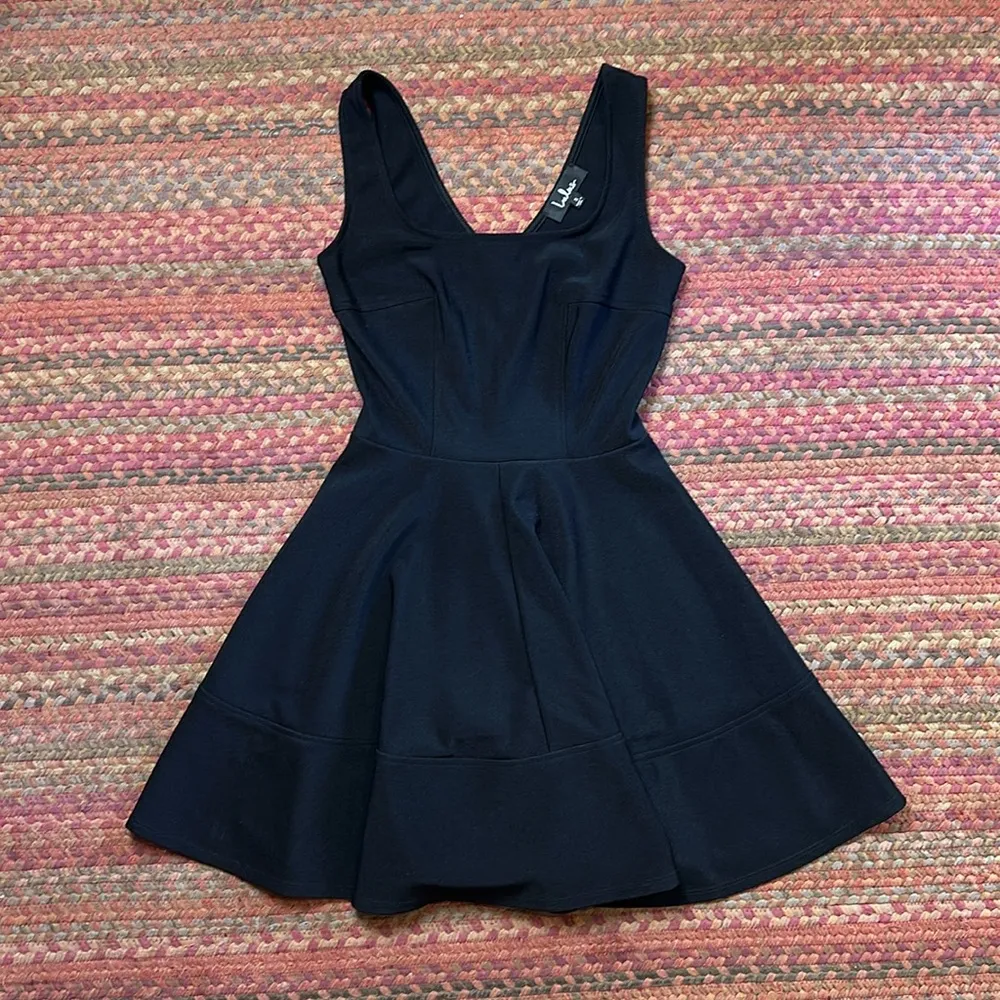 LULUS BLACK FIT & FLARE STRETCH DRESS - Image 6