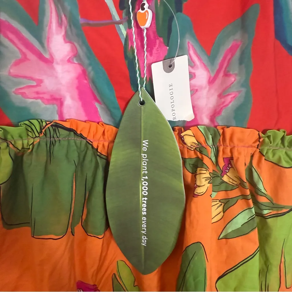 NWT Farm Rio Foliage Mix Mini Dress Small Tropical Floral Tiered Flowy - Image 4