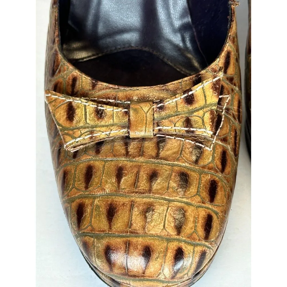 Donald J Pliner Women's Size 9M Brown Embossed Leather Stiletto Heel Pumps EUC - Image 6