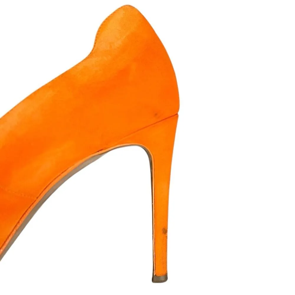 Victoria Beckham Women’s Point Toe Orange Suede Purple Interior Stiletto Heels - Image 12
