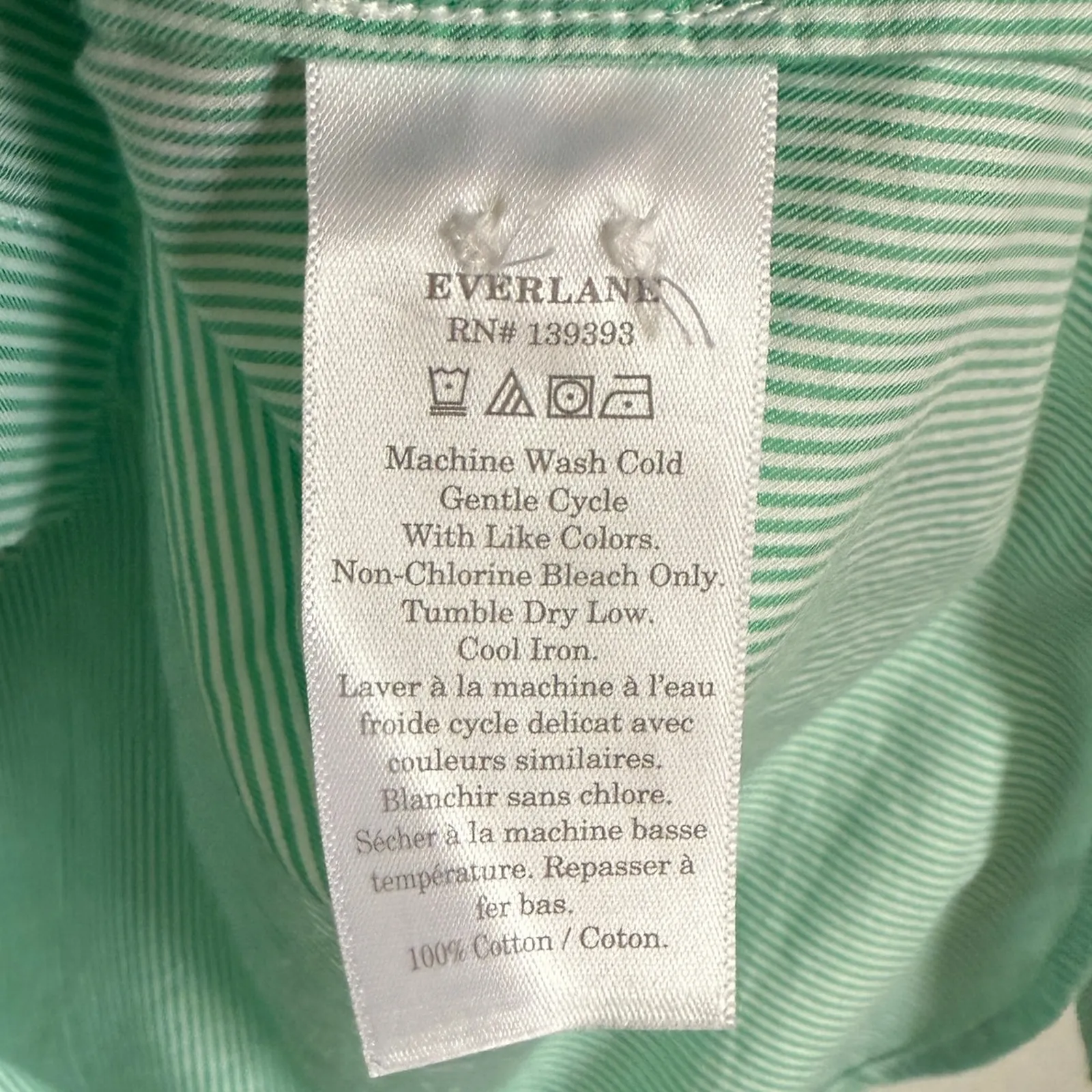 NWT Everlane The Silky Cotton Relaxed Shirt in Green Stripe Sz 6 Small - Image 6
