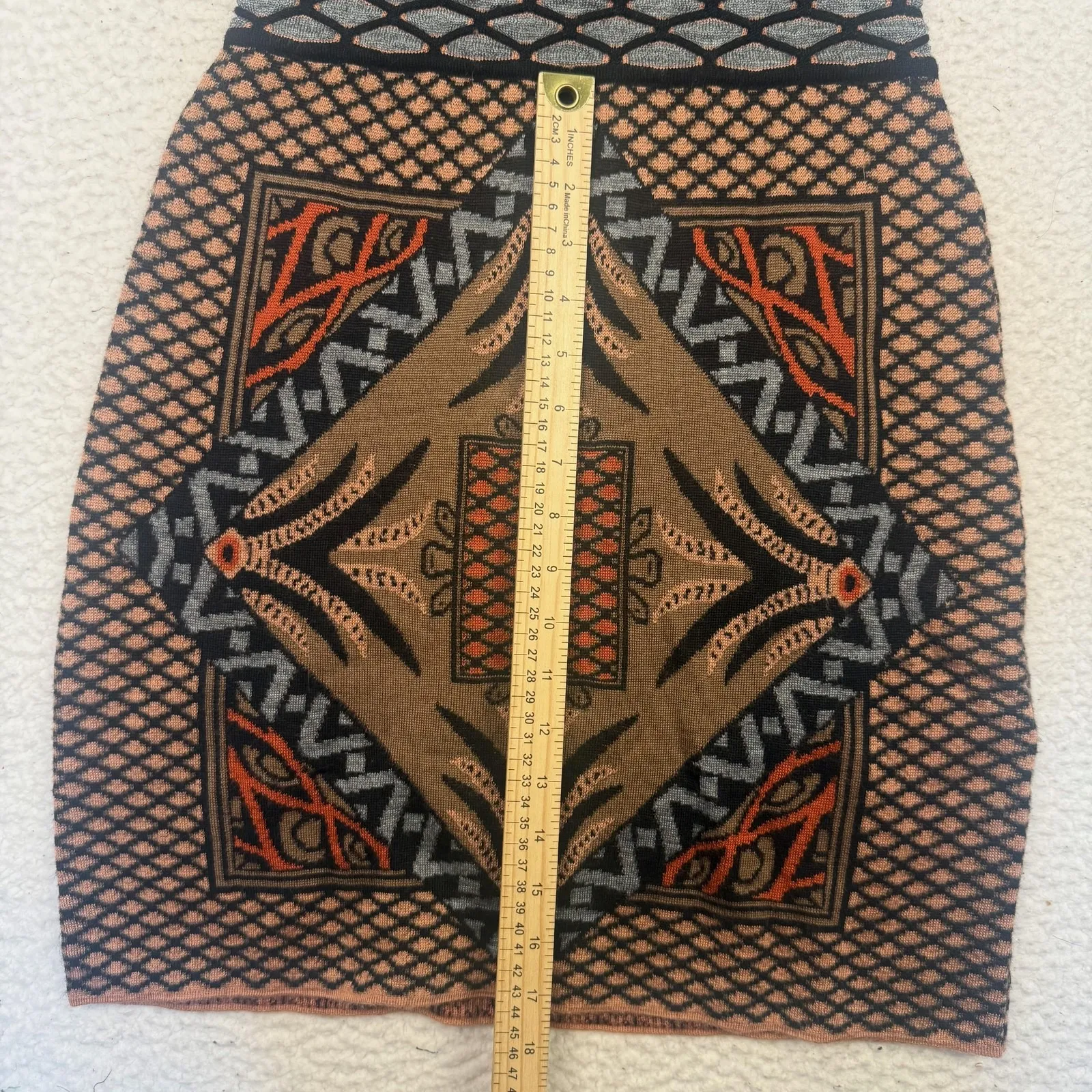 Kerisma Sweater Dress Womens Small Brown Tribal Geometric Bodycon Sleeveless - Image 7