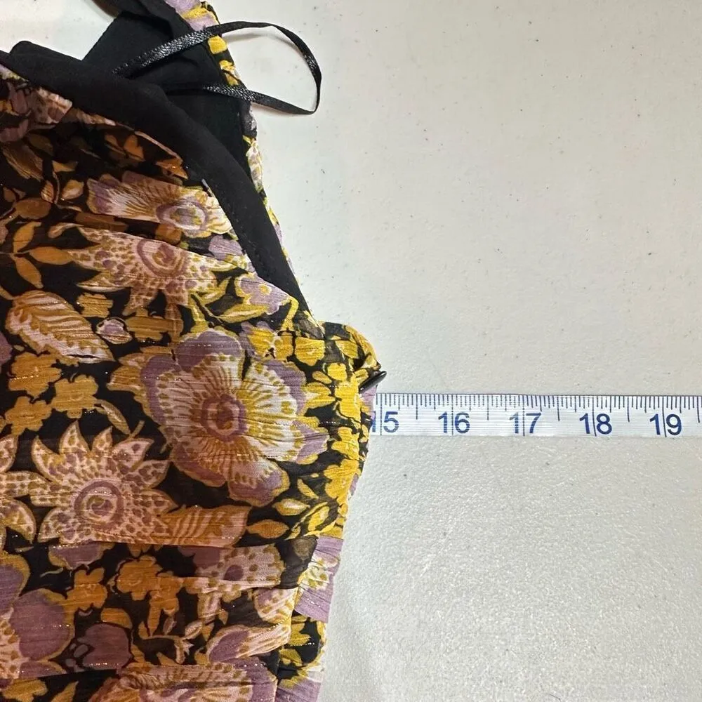 NWT Zara One Shoulder Floral Ruched Metallic Mini Dress BodyCon Small Party Club - Image 6