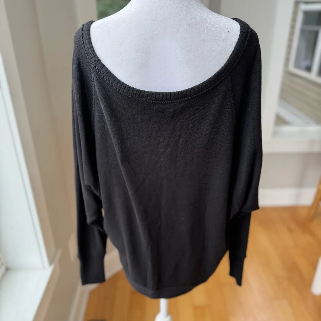 Express Black Off the Shoulder Boat Neck Tie Hem Sweater Size XS - Image 3