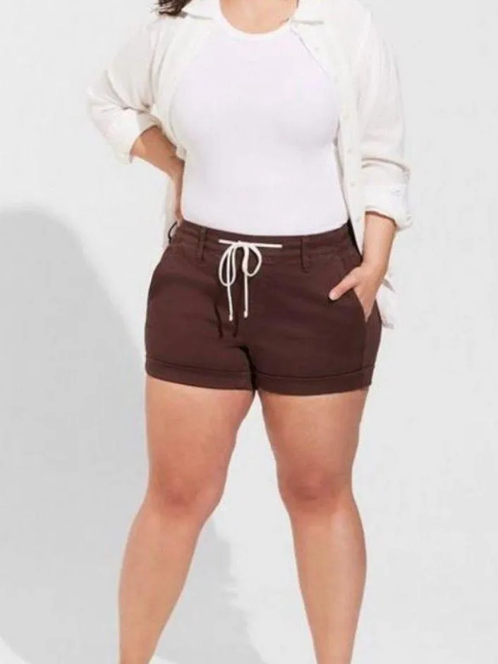 NWT  3.5 Inch Pull On Stretch Twill Boyfriend Shorts Puce Brown Purple 2X - Image 2